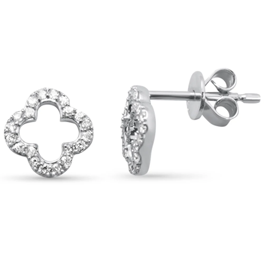 .<span style="color:purple">SPECIAL!</span> .16ct G SI 14K White Gold Diamond Flower Earrings