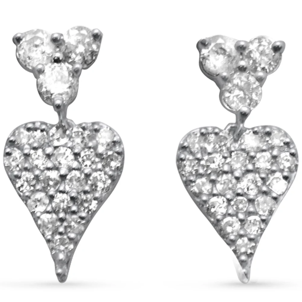 <span style="color:purple">SPECIAL!</span> .33ct G SI 14K White Gold Diamond Heart Dangling Earrings