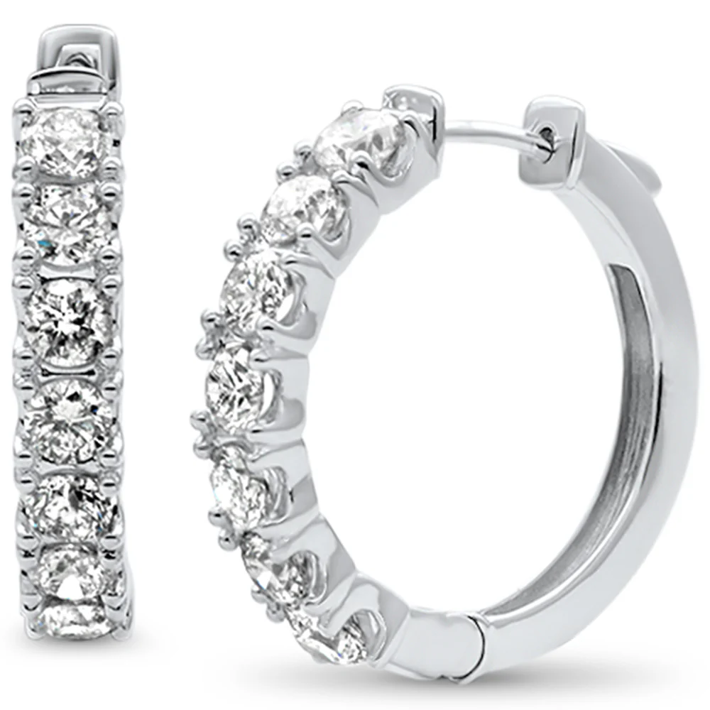 <span style="color:purple">SPECIAL!</span>3.50ct G SI 14K White Gold Round Diamond Hoop Earrings