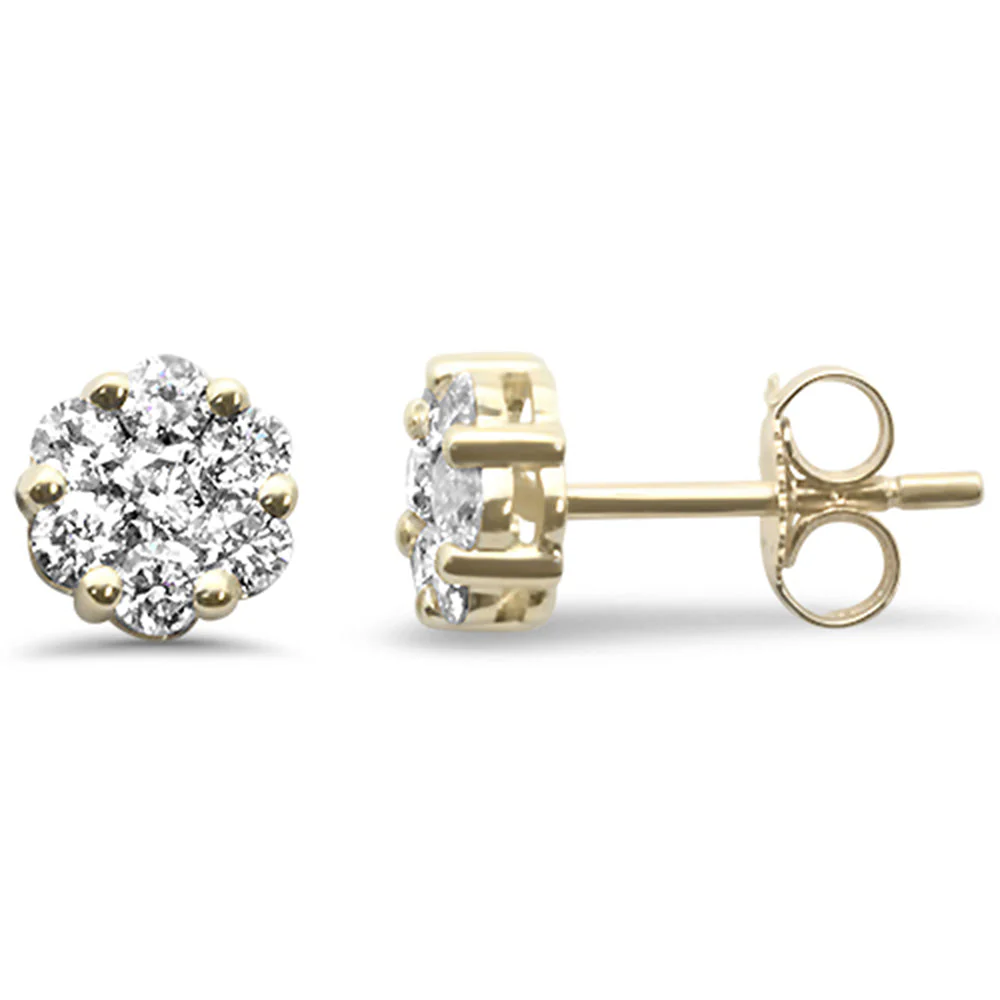 <span style="color:purple">SPECIAL!</span>.63ct G SI 14K Yellow Gold Diamond Flower Stud Earrings