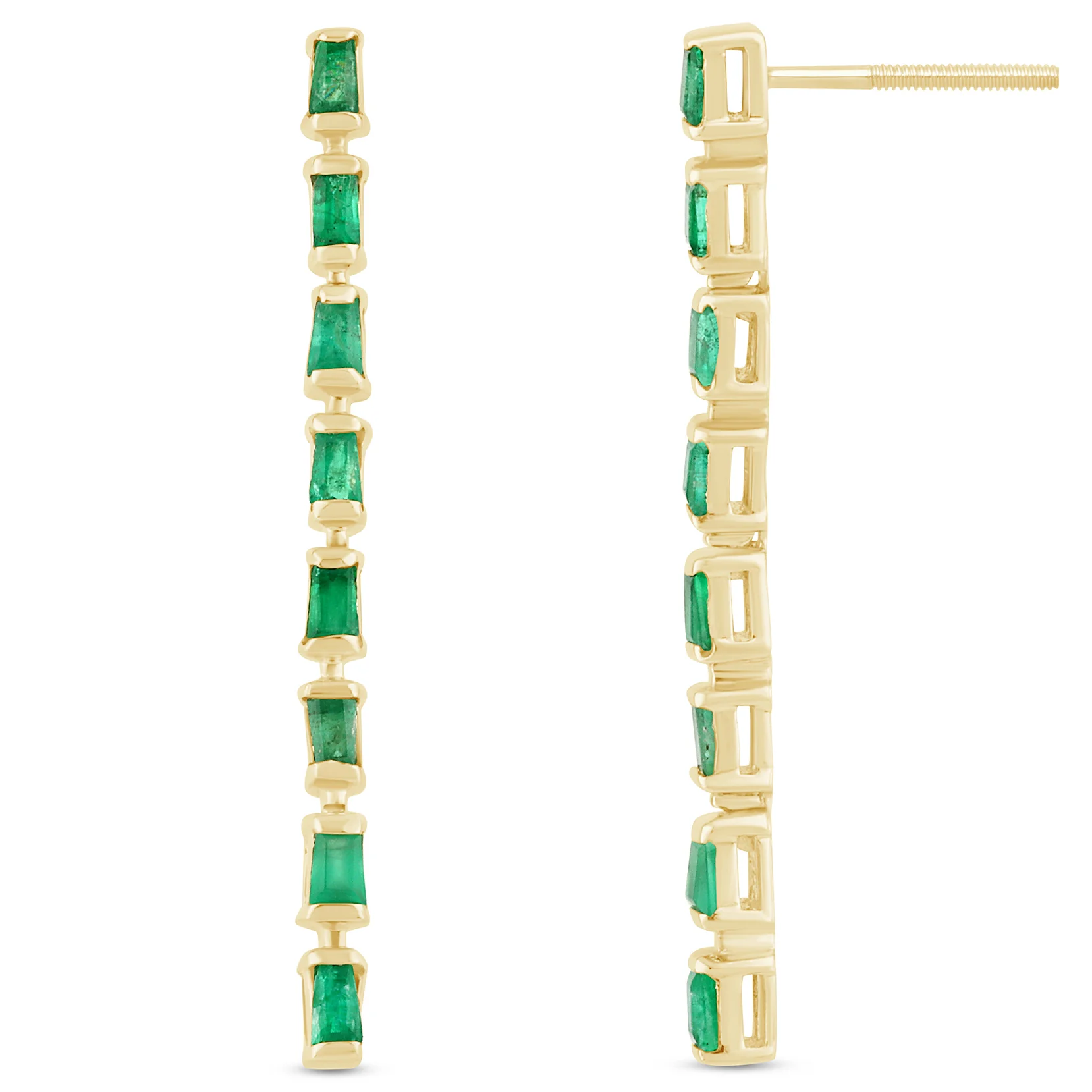 <span style="color:purple">SPECIAL!</span> .56ct G SI 14K Yellow Gold Natural Emerald Gemstone Drop Earrings