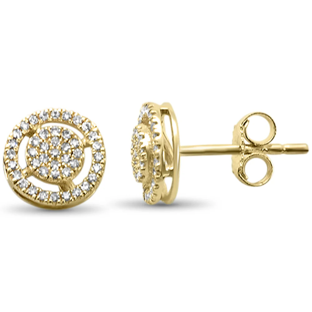 .15ct G SI 14K Yellow Gold Diamond Round Shape Halo Earrings