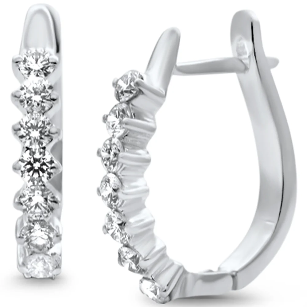 <span style="color:purple">SPECIAL!</span> .72ct G SI 14K White Gold Round Diamond Hoop Earrings