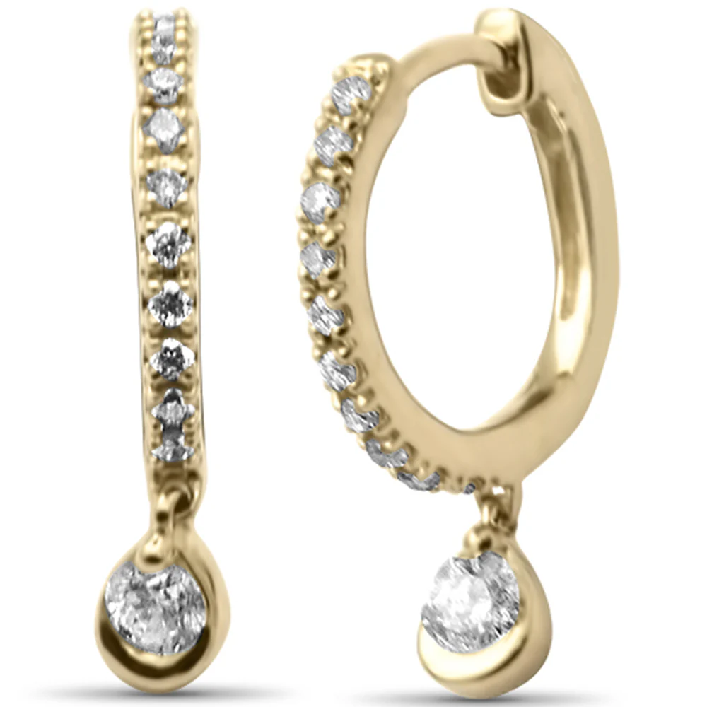 .22ct G SI 14K Yellow Gold Diamond Hoop Dangling Earrings