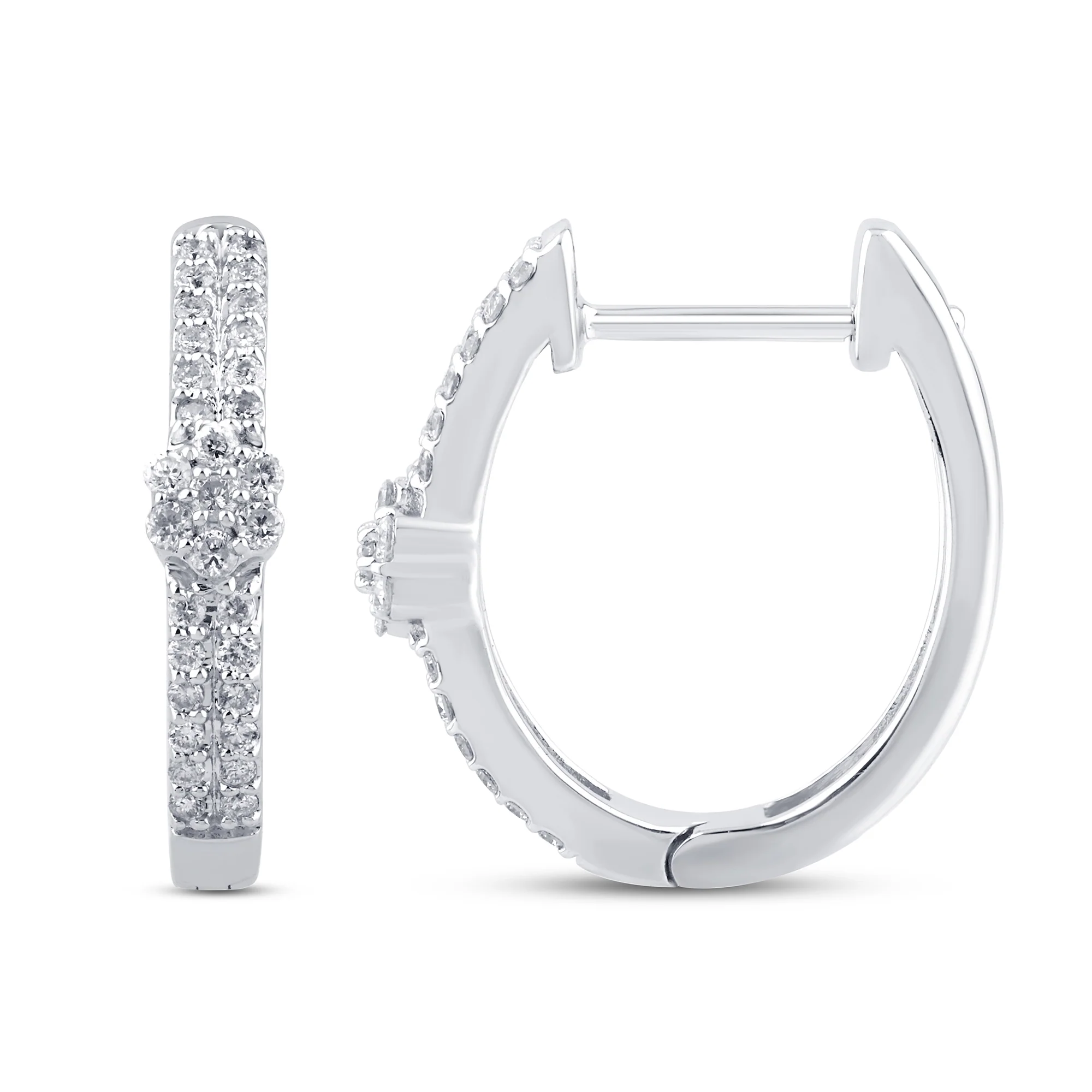 <span style="color:purple">SPECIAL!</span>.34ct G SI 14K White Gold Diamond Hoop Earrings