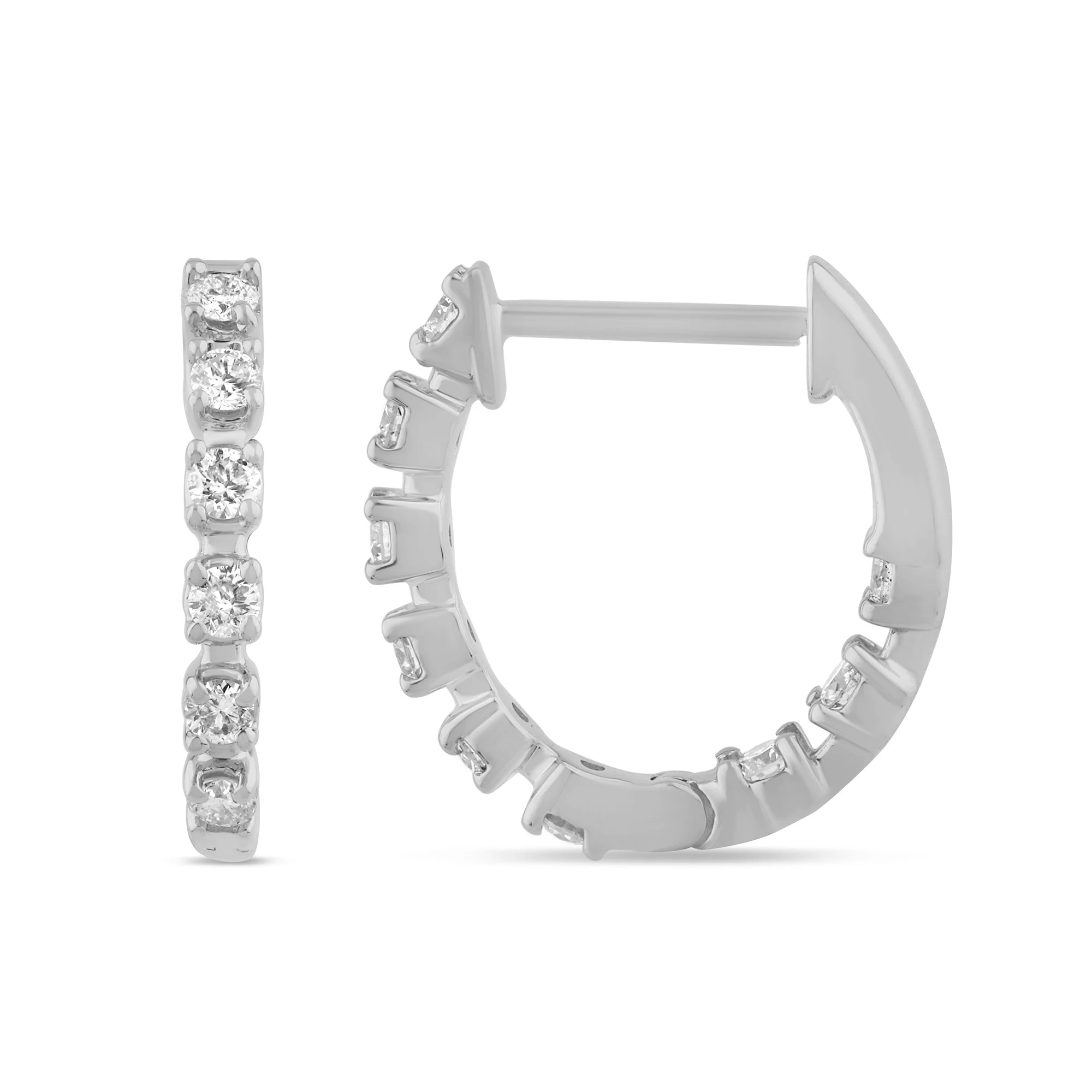 <span style="color:purple">SPECIAL!</span> .51ct G SI 14K White Gold Diamond Hoop Earrings