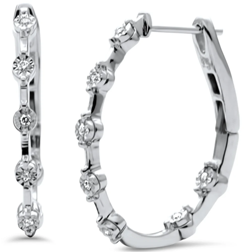 <span style="color:purple">SPECIAL!</span> .09ct G SI 14K White Gold Diamond Hoop Earrings