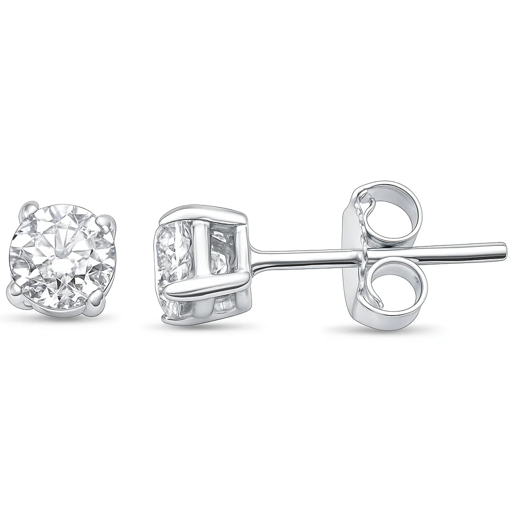 <span style="color:purple">SPECIAL!</span> 1.42ct G SI 14K White Gold Round Diamond Solitaire Earrings