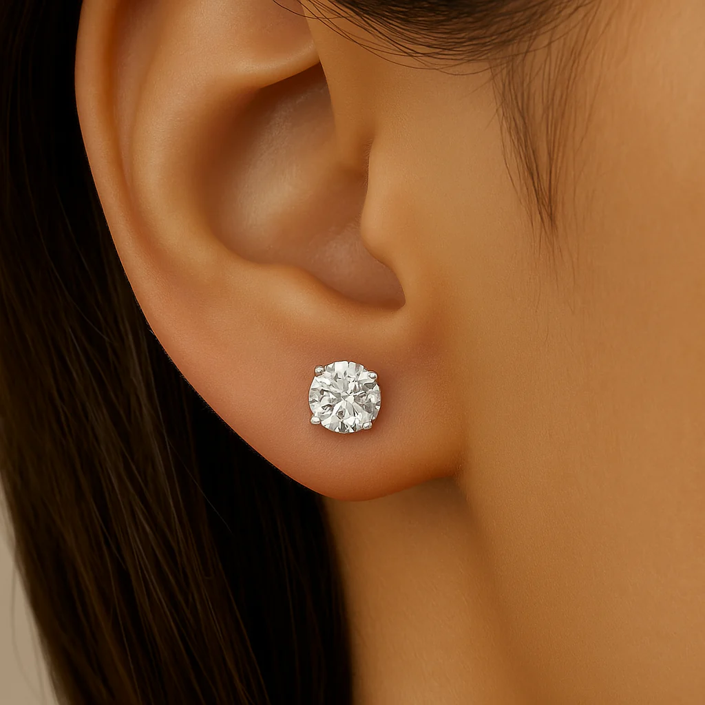 <span style="color:purple">SPECIAL!</span> 1.42ct G SI 14K White Gold Round Diamond Solitaire Earrings - Image 2