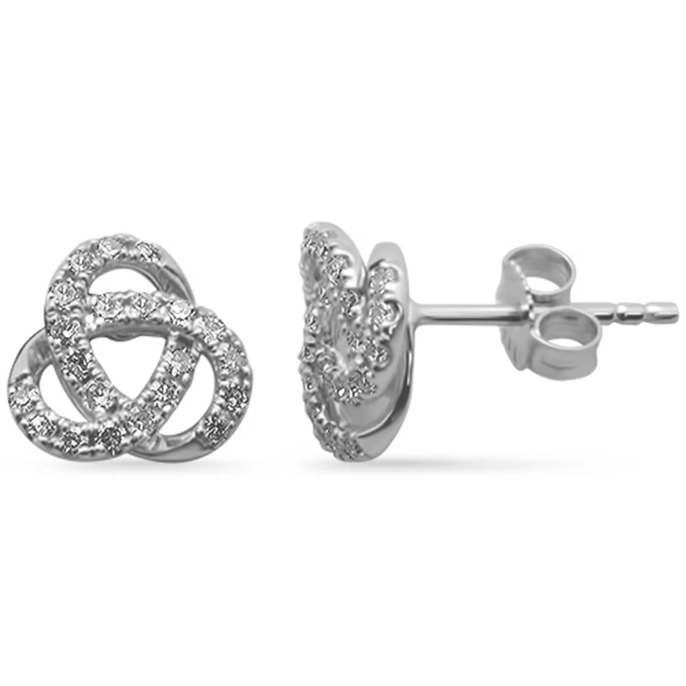 .32ct G SI 14K White Gold Diamond Swirl Earrings