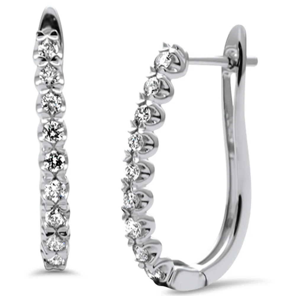 <span style="color:purple">SPECIAL!</span>.49ct G SI 14K White Gold Diamond Hoop Earrings