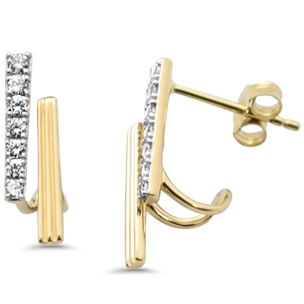 <span style="color:purple">SPECIAL!</span>.25ct G SI 14K Yellow Gold Diamond Double Line Earrings