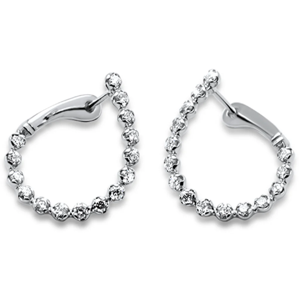 <span style="color:purple">SPECIAL!</span> 1.00ct G SI 14K White Gold Diamond Hoop Earrings