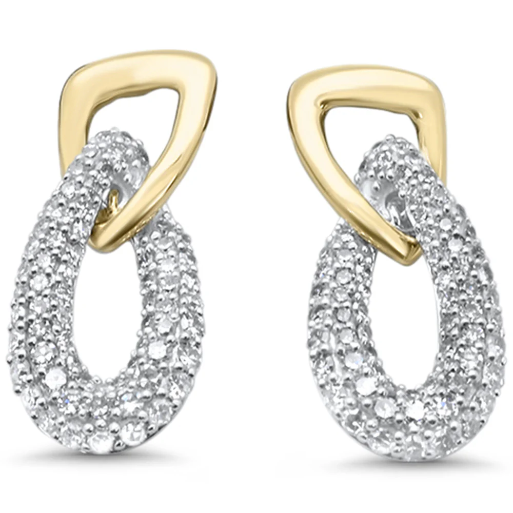 <span style="color:purple">SPECIAL!</span>.49ct G SI 14K Two ToneDiamond Drop Dangle Earrings