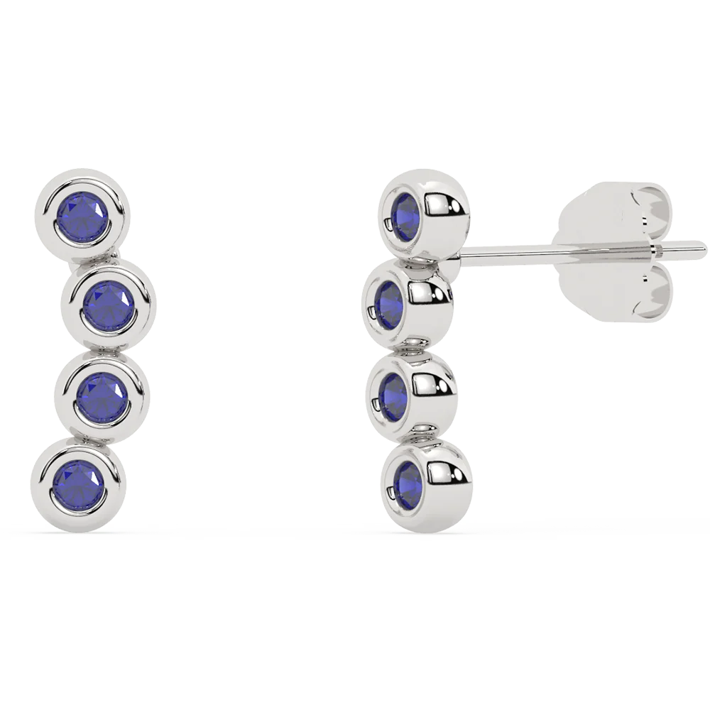.18ct G SI 14K White Gold Blue Sapphire Gemstone Earrings