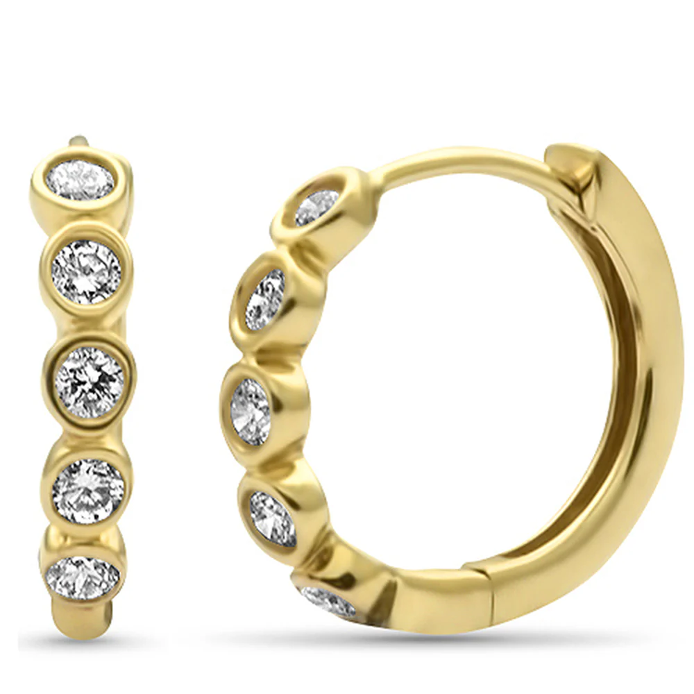 <span style="color:purple">SPECIAL!</span>.26ct G SI 14K Yellow Gold Diamond Bezel Set Hoop Earrings