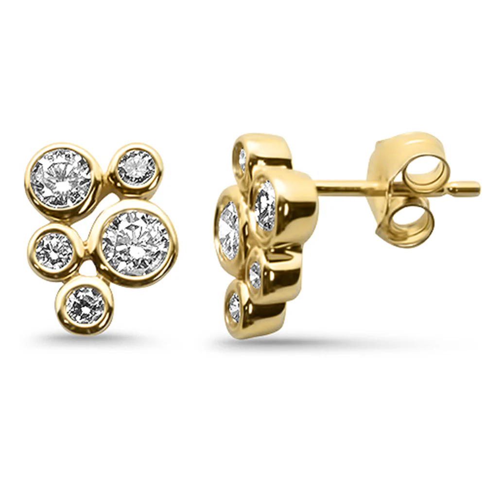 <span style="color:purple">SPECIAL!</span> .67ct G SI 14K Yellow Gold Diamond Bezel Set Bubble Style Earrings