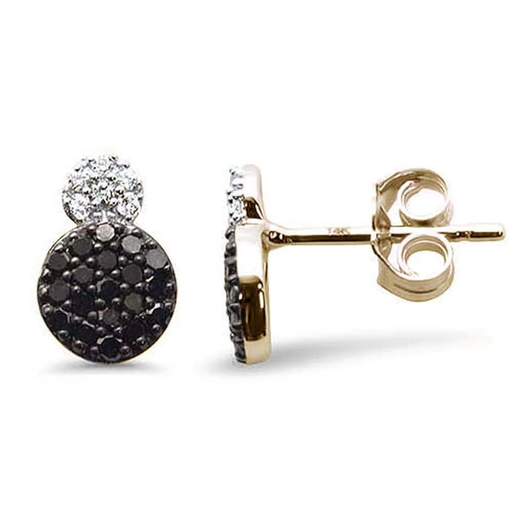 .36ct G SI 14K Yellow Gold Black & White Diamond Earrings
