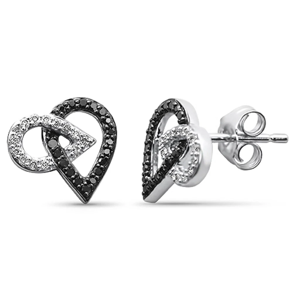 <span style="color:purple">SPECIAL!</span> .26ct G SI 14K White Gold Double Pear Shape Black & White Diamond Earrings