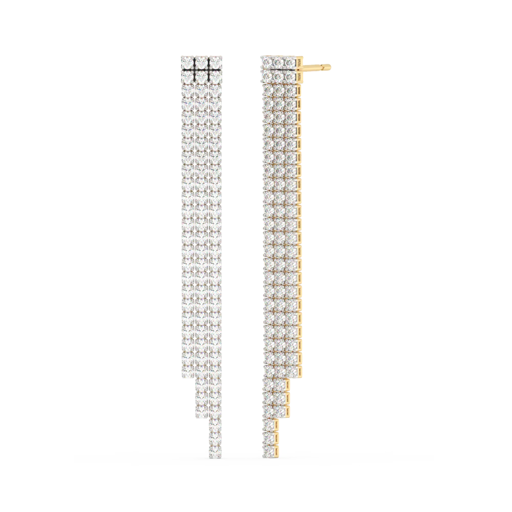 <span style="color:purple">SPECIAL!</span>2.50ct G SI 14K Yellow Gold Diamond 3 Layers Drop Earrings