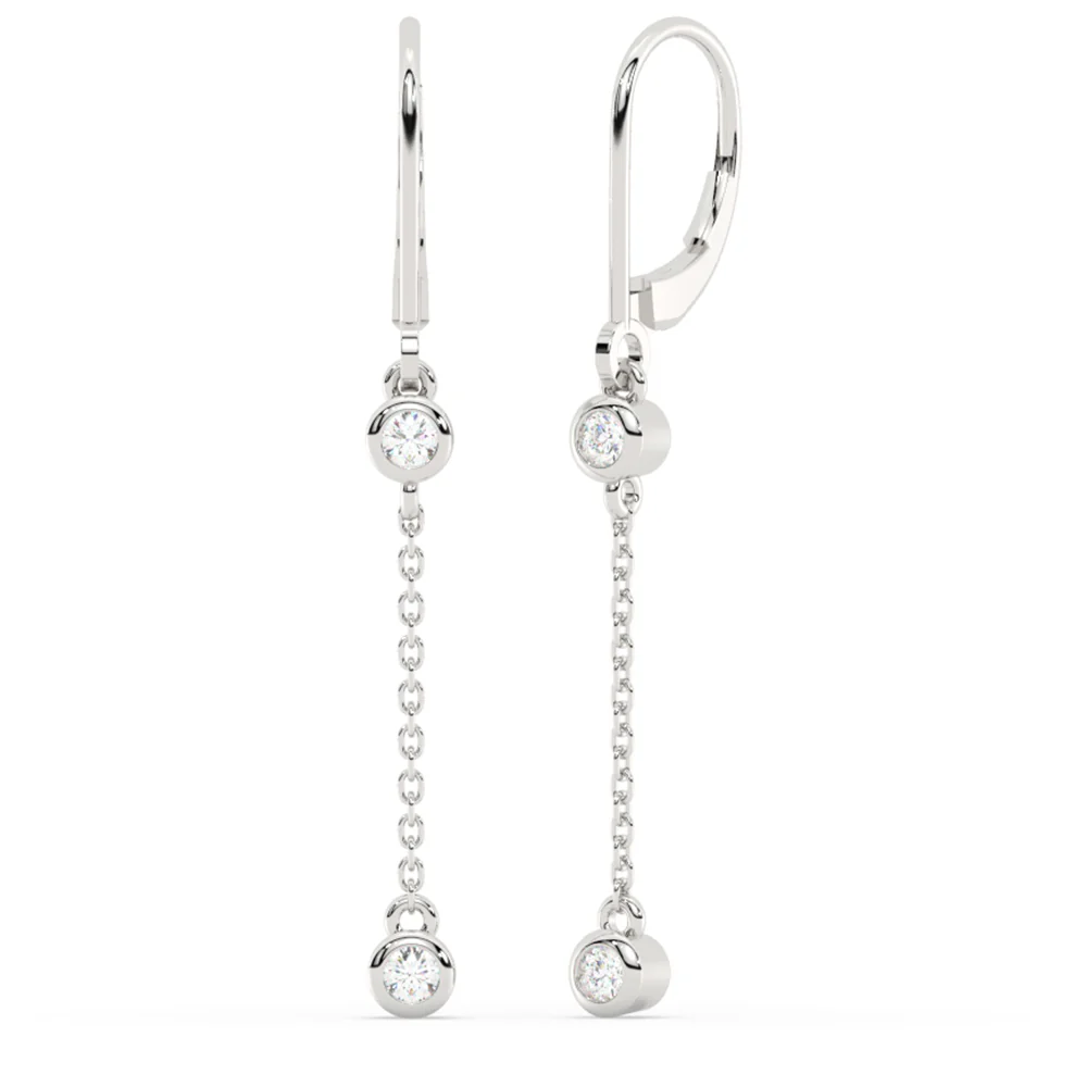 <span style="color:purple">SPECIAL!</span>.25ct G SI 14K White Gold Diamond Drop Hoop Earrings