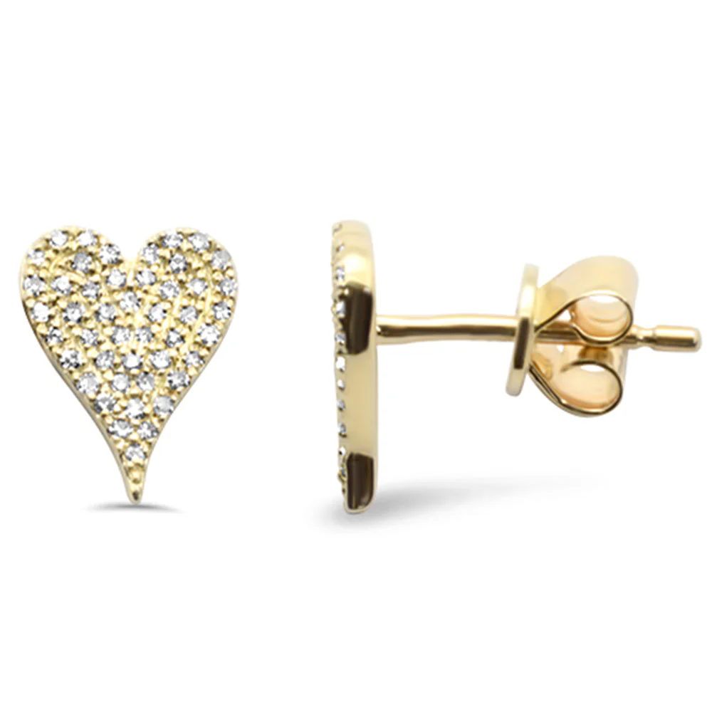 <span style="color:purple">SPECIAL!</span> .44ct G SI 14K Yellow Gold Diamond Heart Earrings Push Back