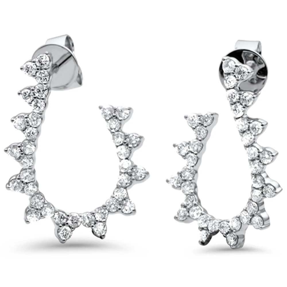 <span style="color:purple">SPECIAL!</span> 1.07ct G SI 14K White Gold Diamond J Hoop Earrings