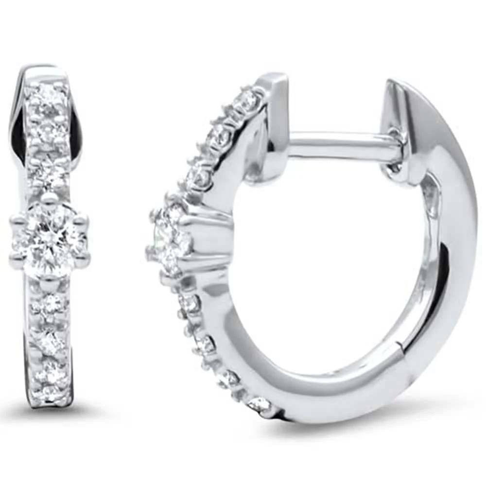 <span style="color:purple">SPECIAL!</span> .23ct G SI 14K White Gold Diamond Petite Hoop Earrings