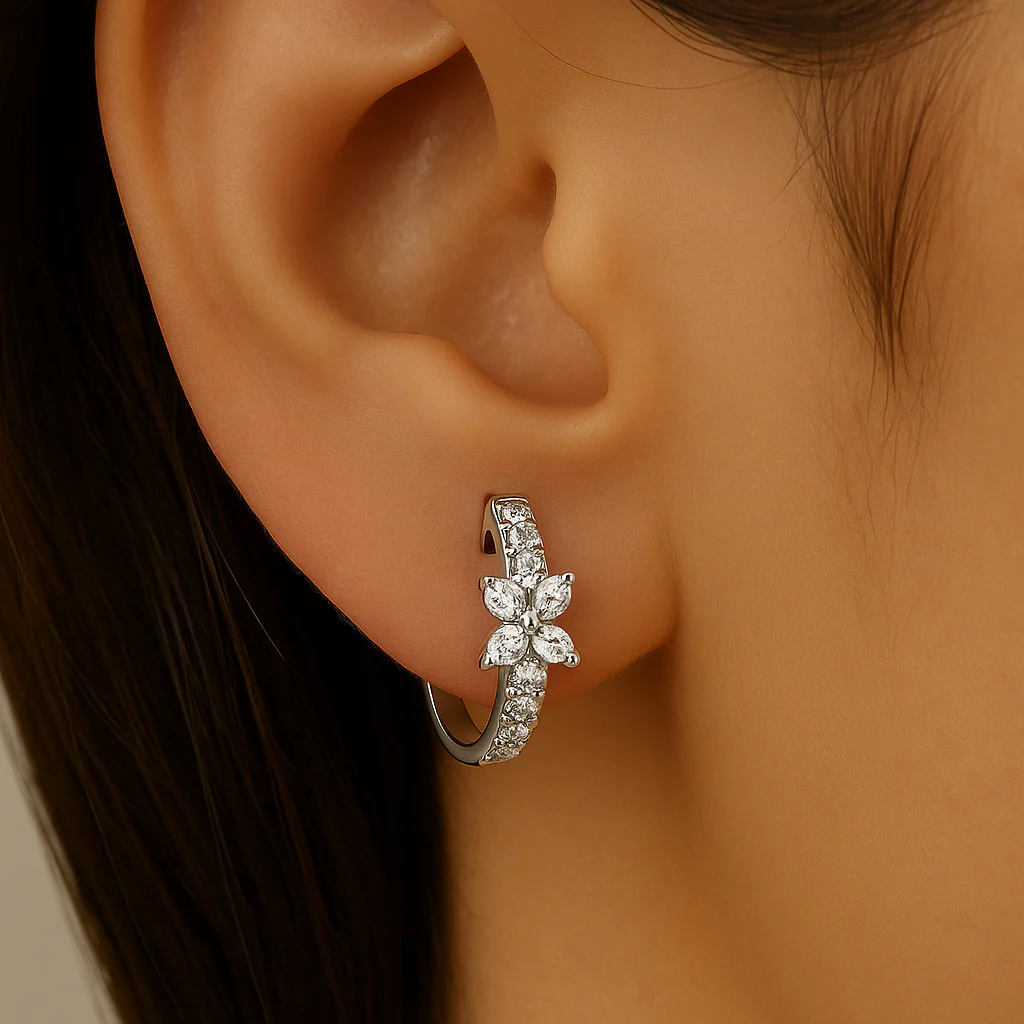 <span style="color:purple">SPECIAL!</span> .20ct G SI 14K White Gold Diamond Petite Hoop Earrings - Image 2