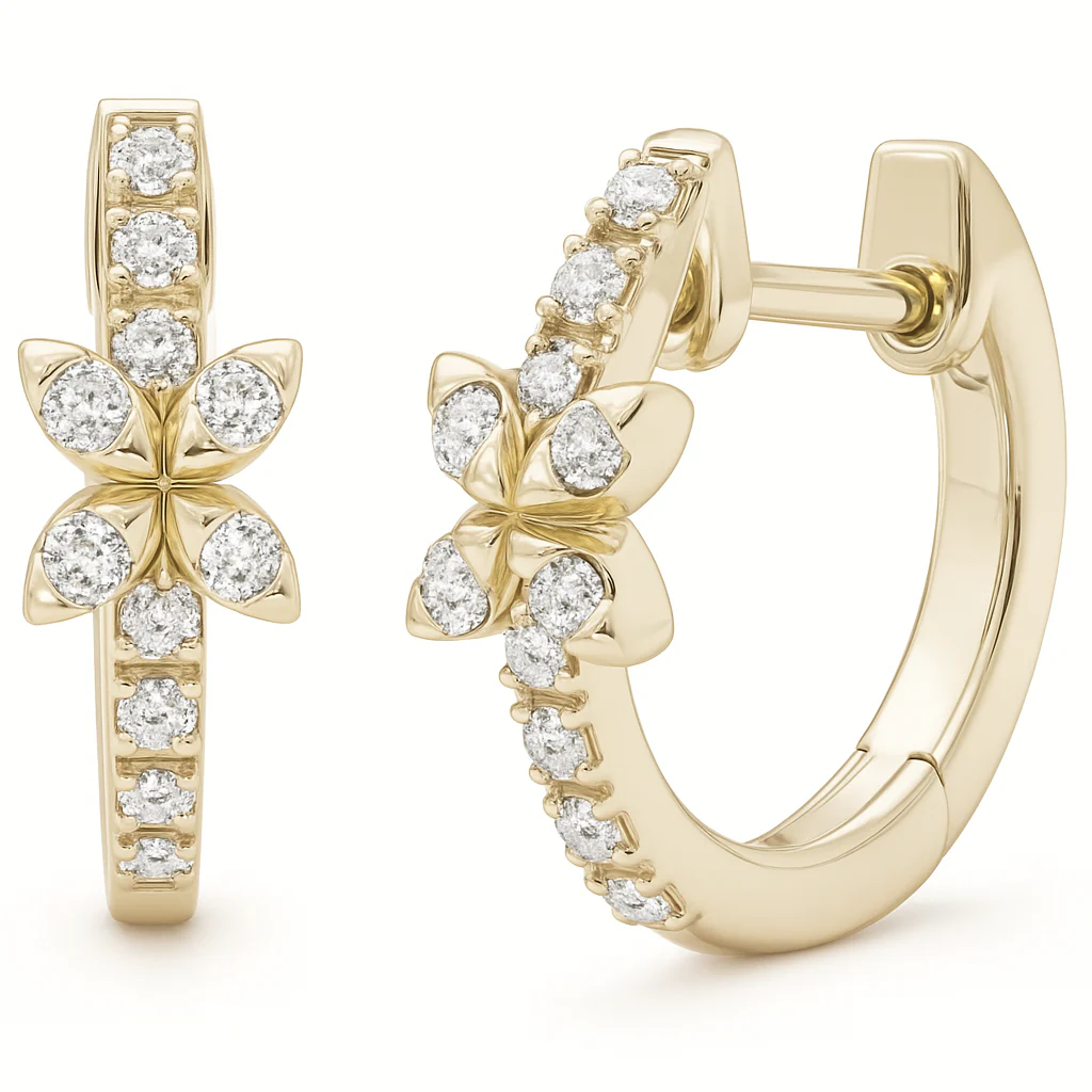 <span style="color:purple">SPECIAL!</span> .19ct G SI 14K Yellow Gold Diamond Petite Hoop Earrings