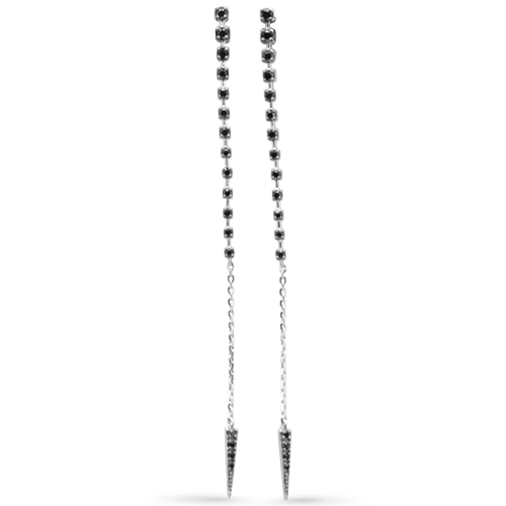 <span style="color:purple">SPECIAL!</span> .31ct G SI 14K White Gold Black Diamond Drop Earrings