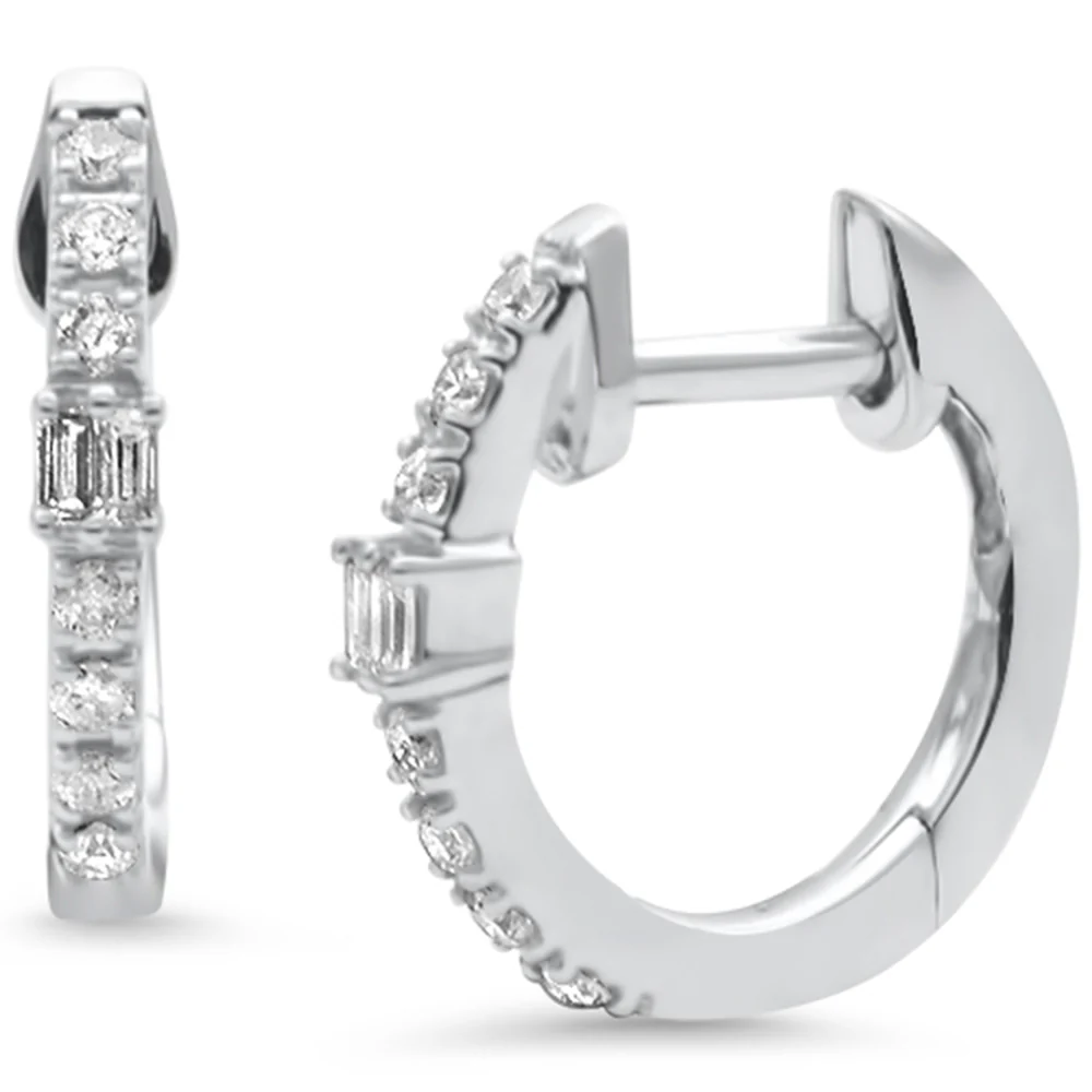 <span style="color:purple">SPECIAL!</span> .14ct G SI 14K White Gold Diamond Petite Hoop Earrings