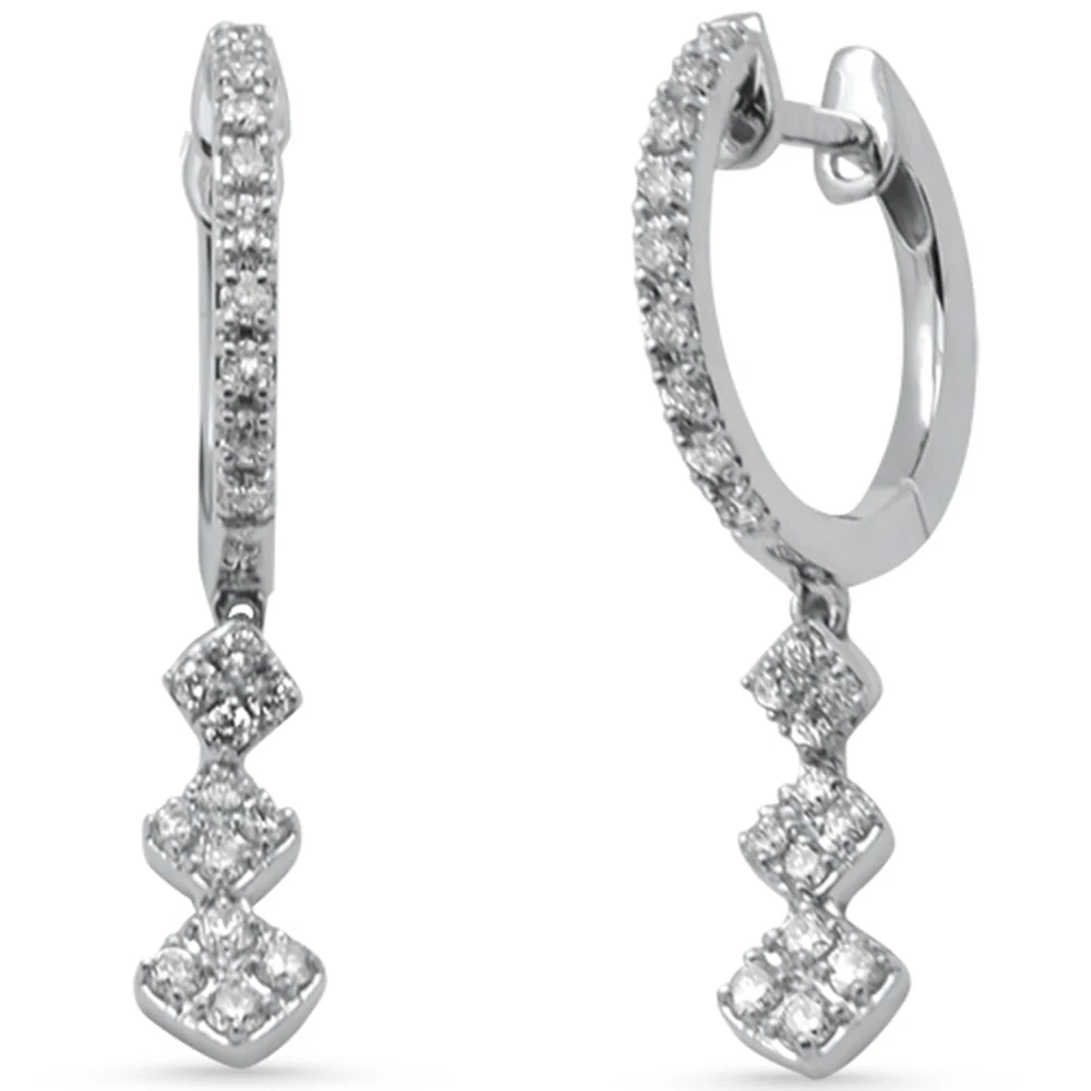 <span style="color:purple">SPECIAL!</span> .33ct G SI 14K White Gold Diamond Dangling Hoop Earrings