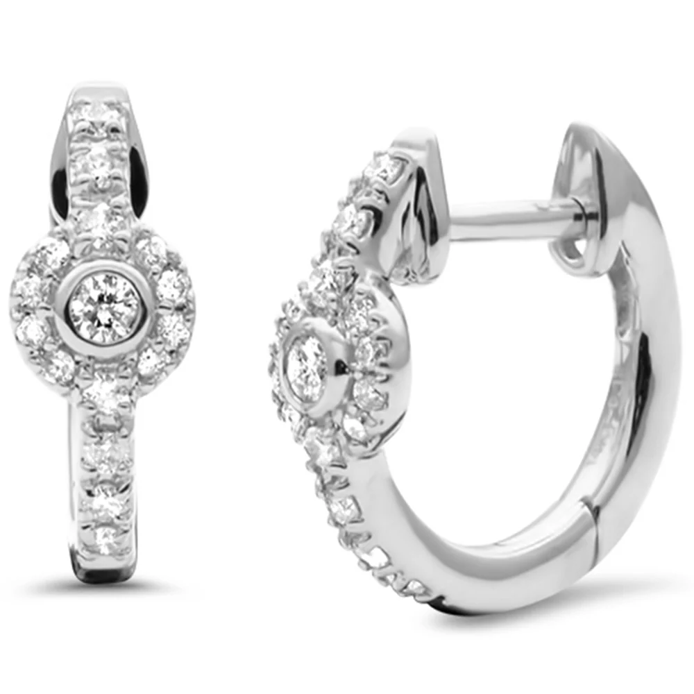 <span style="color:purple">SPECIAL!</span> .18ct G SI 14K White Gold Diamond Petite Hoop Earrings