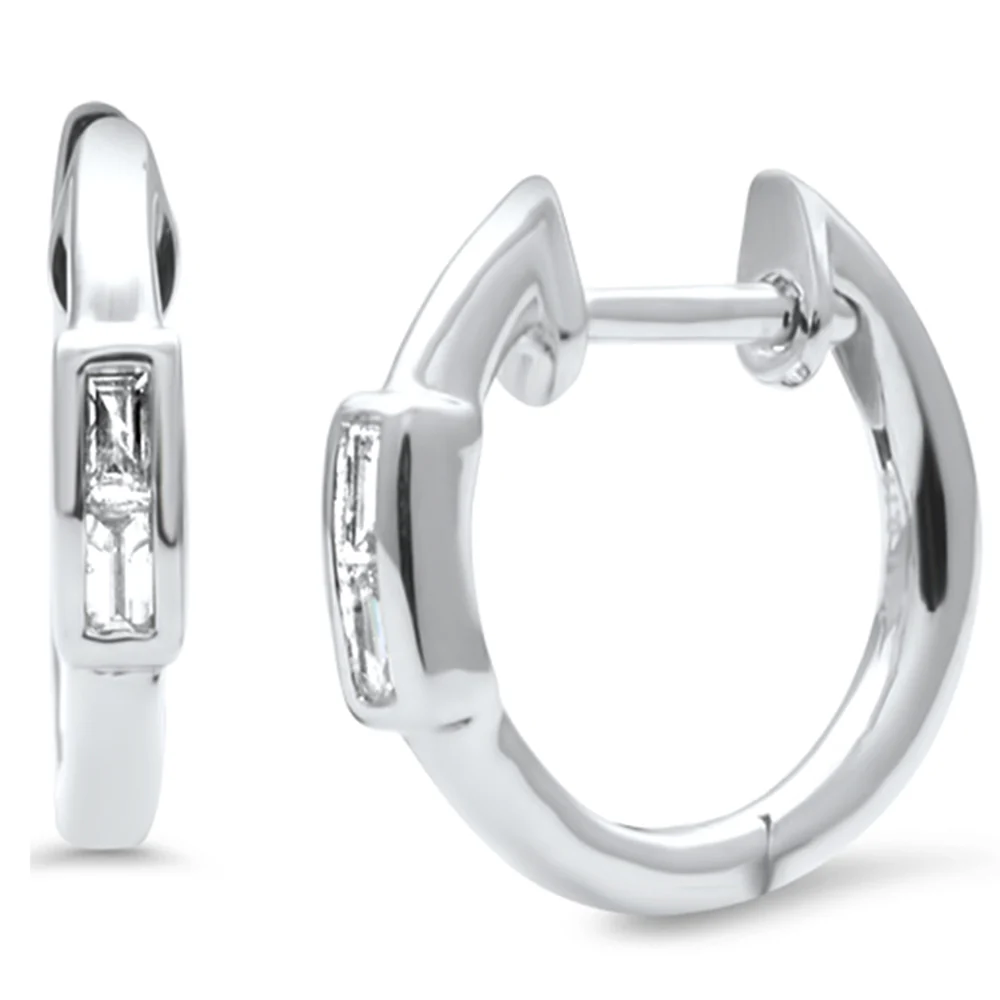 <span style="color:purple">SPECIAL!</span> .11ct G SI 14K White Gold Diamond Petite Hoop Earrings