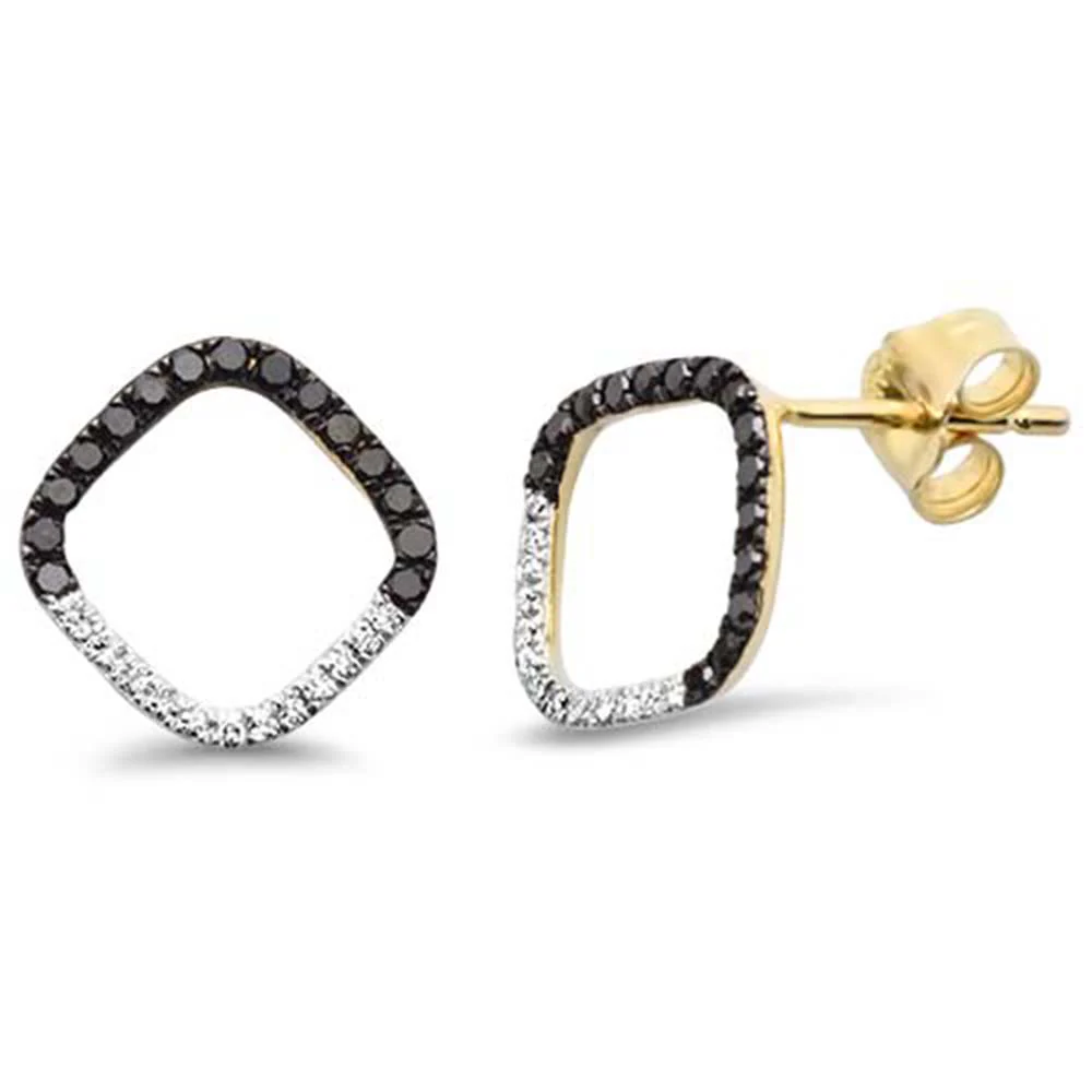 .35ct G SI 14K Yellow Gold Black & White Diamond Earrings