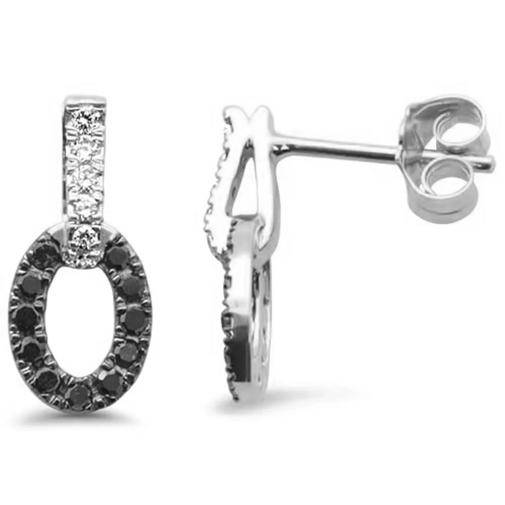 <span style="color:purple">SPECIAL!</span> .35ct G SI 14K White Gold Black & White Diamond Drop Earrings