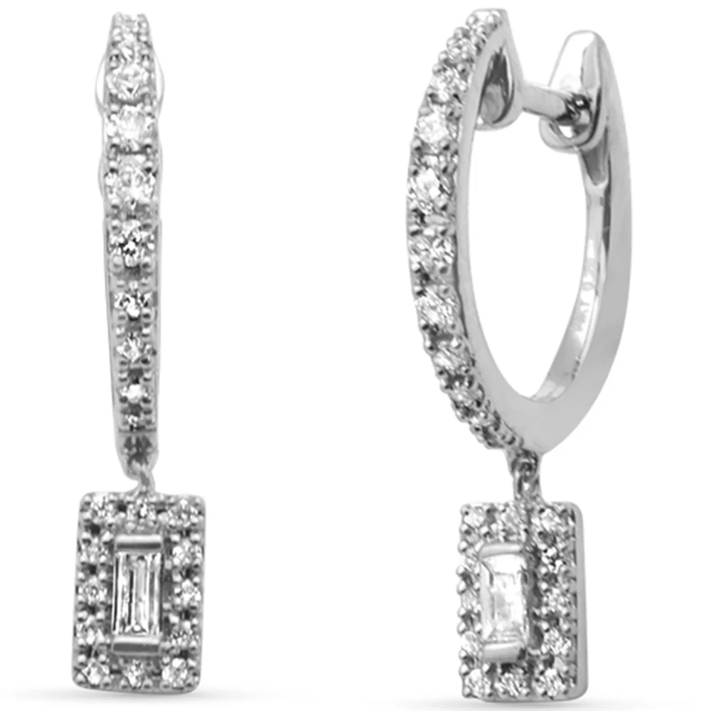<span style="color:purple">SPECIAL!</span>.28ct G SI 14K White Gold Diamond Dangling Earrings