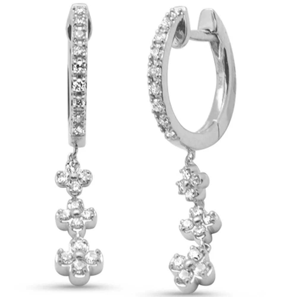 <span style="color:purple">SPECIAL!</span>.33ct G SI 14K White Gold Diamond Dangling Earrings