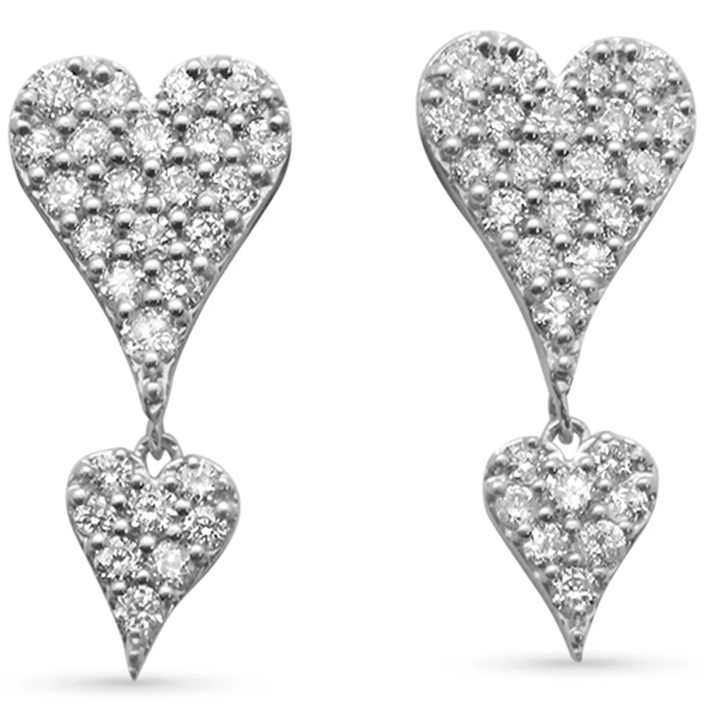 <span style="color:purple">SPECIAL!</span>.38ct G SI 14K White Gold Diamond Heart Shape Earrings