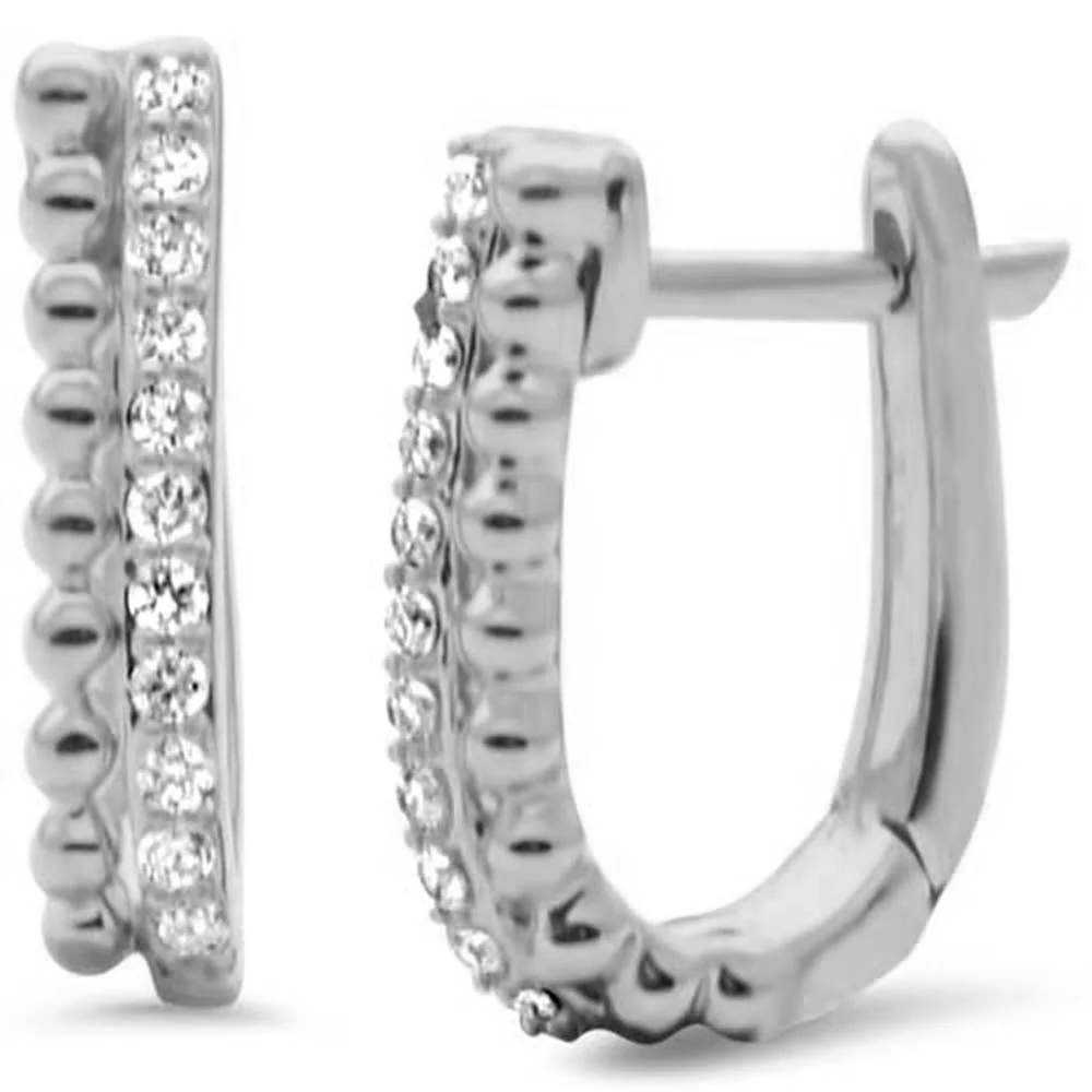 <span style="color:purple">SPECIAL!</span> .17ct G SI 14K White Gold Diamond Beaded Hoop Earrings