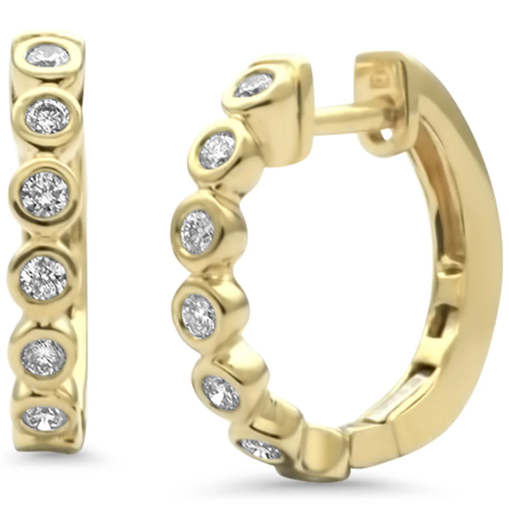 <span style="color:purple">SPECIAL!</span>.26ct G SI 14K Yellow Gold Diamond Petite Hoop Earrings