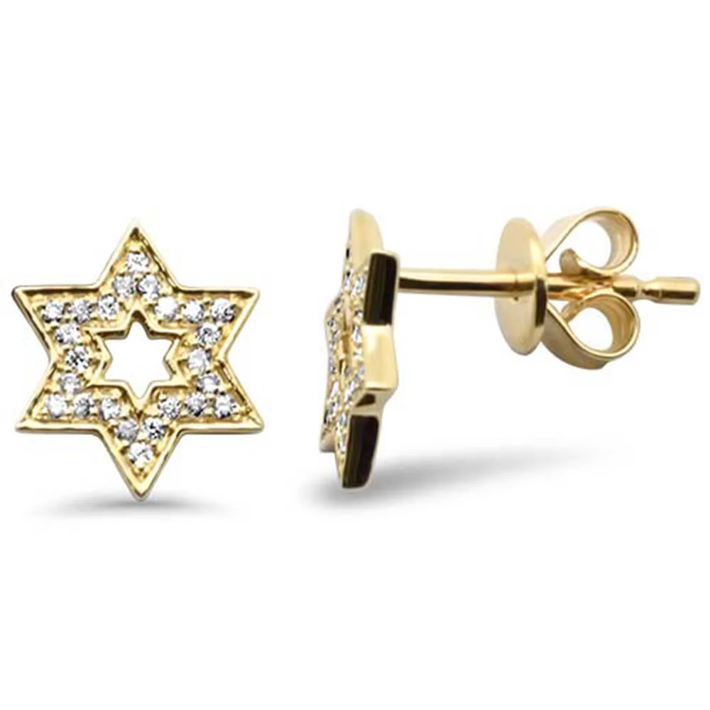.12ct G SI 14K Yellow Gold Diamond Star of David Earrings