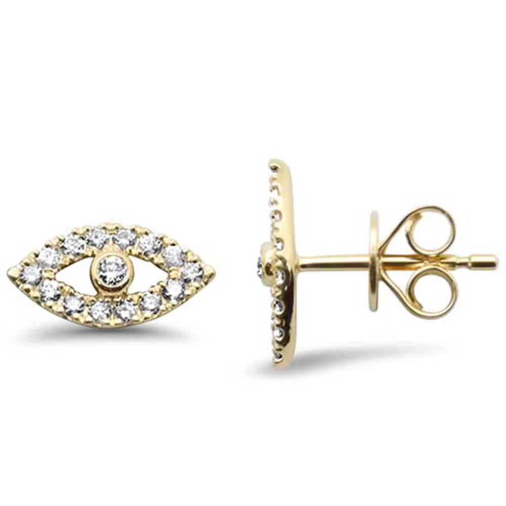 <span style="color:purple">SPECIAL!</span> .27ct G SI 14K Yellow Gold Diamond Evil Eye Earrings