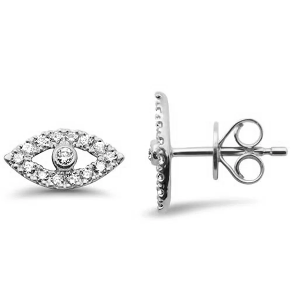 <span style="color:purple">SPECIAL!</span> .29ct G SI 14K White Gold Diamond Evil Eye Earrings