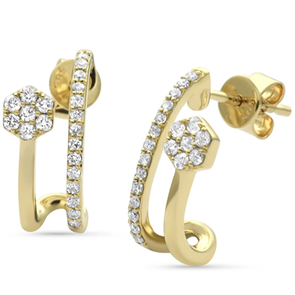 <span style="color:purple">SPECIAL!</span> .34ct G SI 14K Yellow Gold Diamond Double Shank J Hoop Earrings