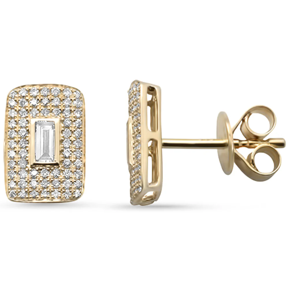 <span style="color:purple">SPECIAL!</span> .38ct G SI 14K Yellow Gold Diamond Round & Baguette Earrings