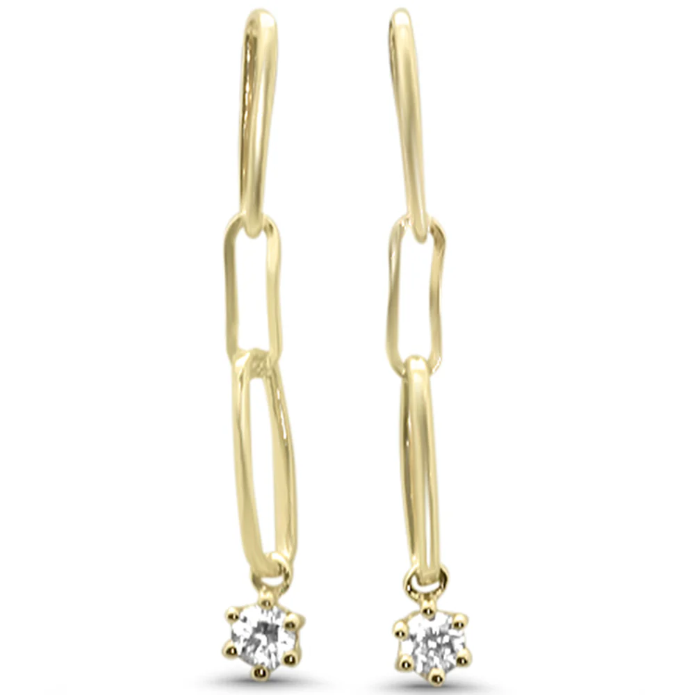<span style="color:purple">SPECIAL!</span> .20ct G SI 14K Yellow Gold Diamond Paperclip Dangling Earrings