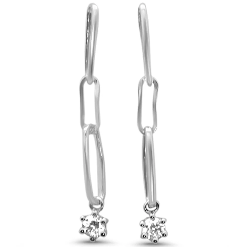 <span style="color:purple">SPECIAL!</span> .20ct G SI 14K White Gold Diamond Paperclip Dangling Earrings