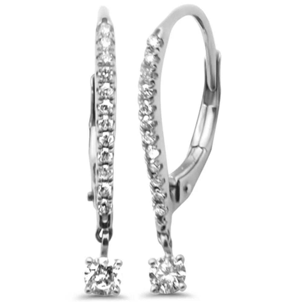 <span style="color:purple">SPECIAL!</span>.38ct G SI 14K White Gold Diamond Hoop Dangling Earrings